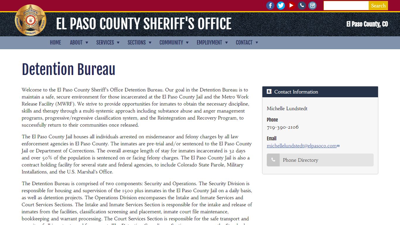 Detention Bureau | El Paso County Sheriff